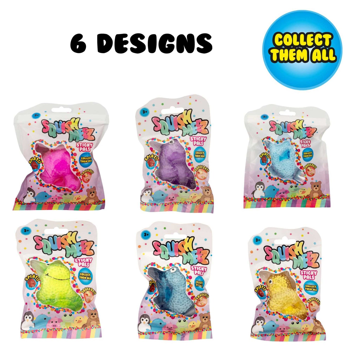 Squish-Meez Sticky Pals 12 Pack Fidget Toys