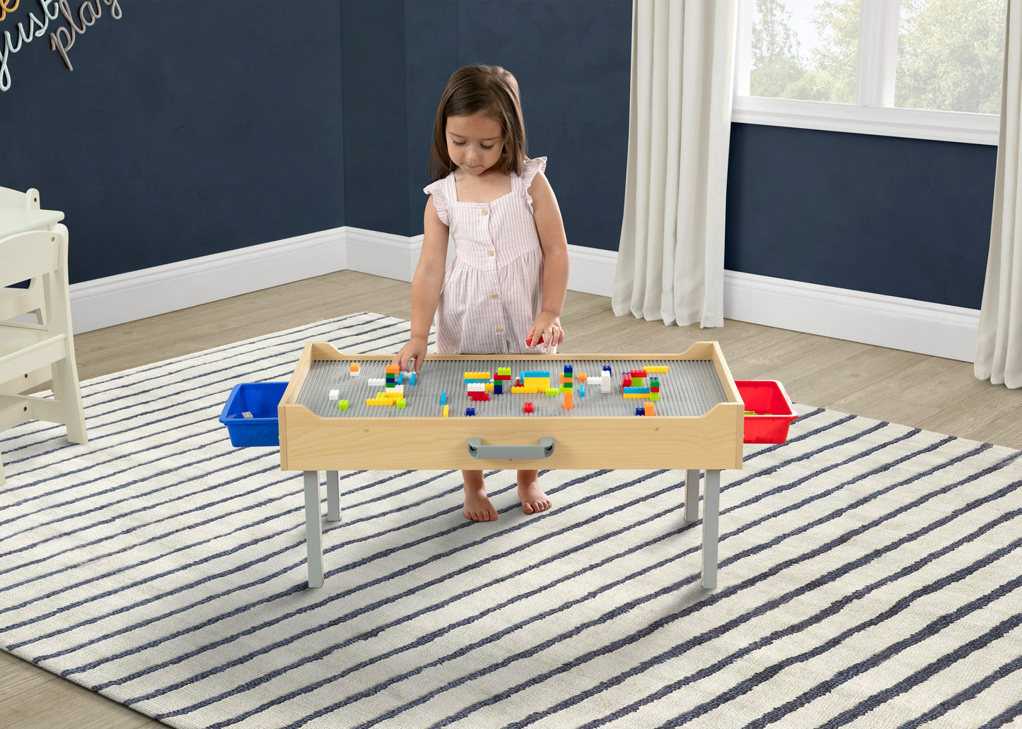 Play N Store Building Bricks Play Table with 100+ Play Bricks Included