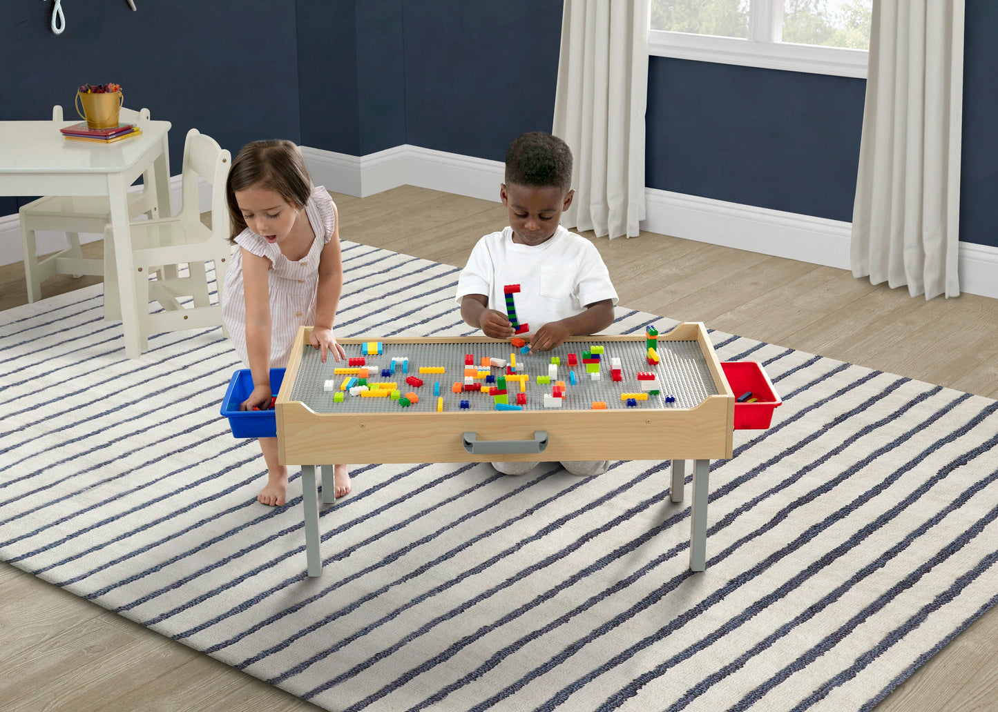 Play N Store Building Bricks Play Table with 100+ Play Bricks Included