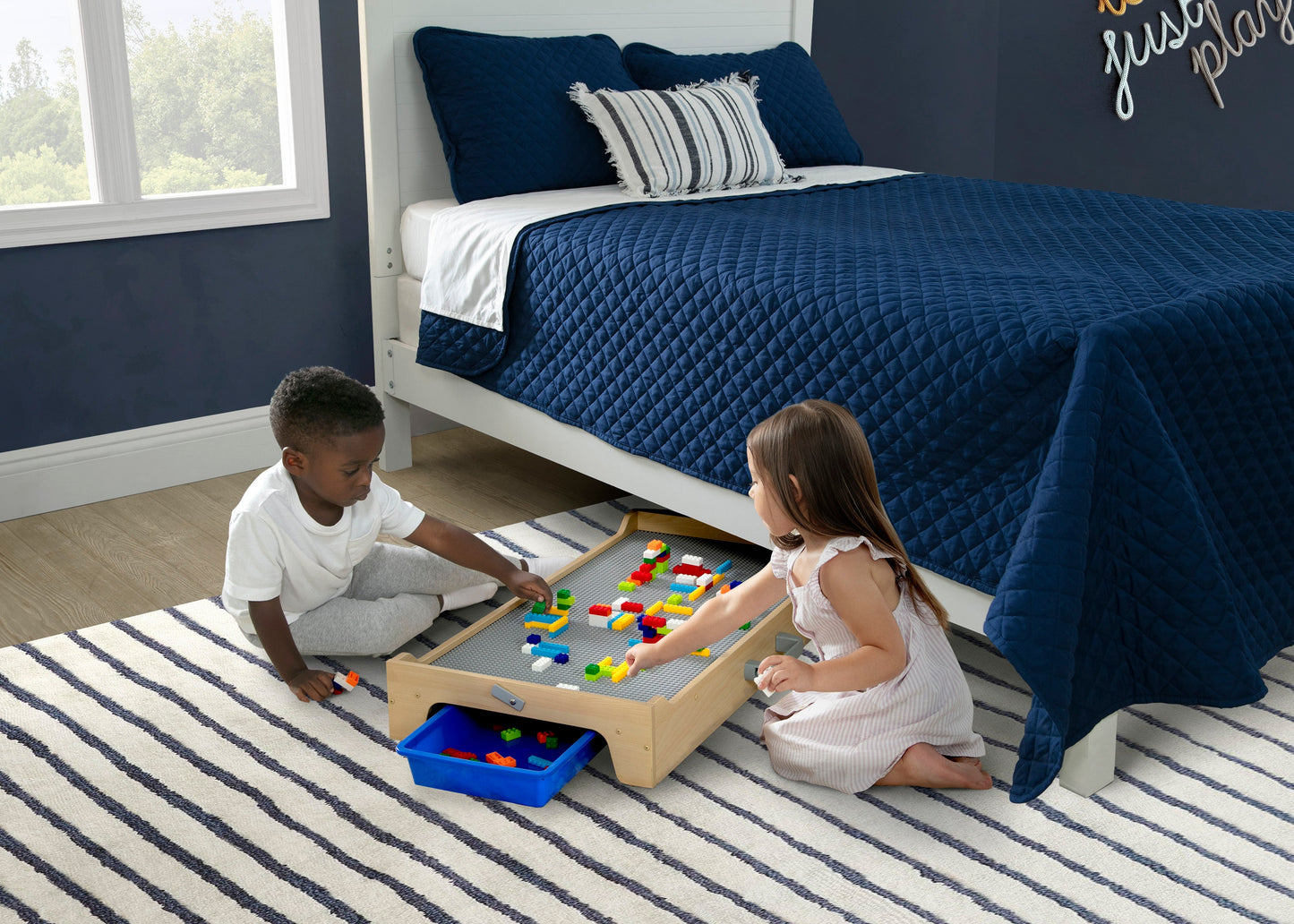 Play N Store Building Bricks Play Table with 100+ Play Bricks Included
